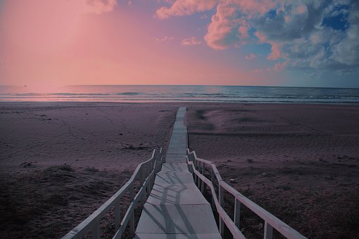 Pôr Do Sol, Praia, Nuvens, Luz Solar