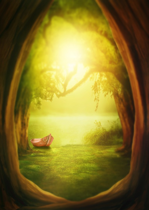 Forest, Lake, Boat, Trees, Fantasy, Cover, Landscape