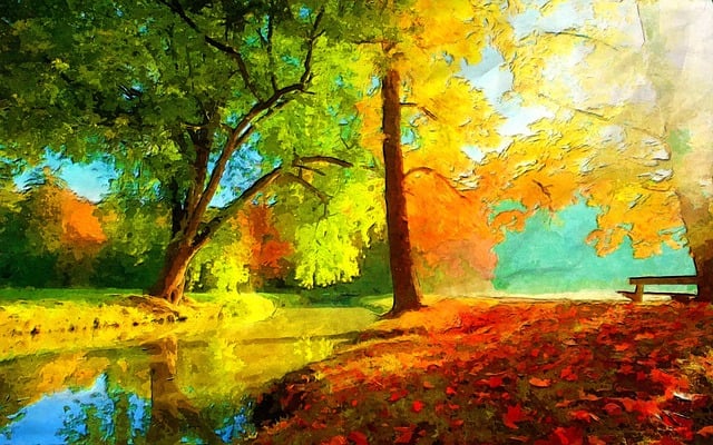 Free walk in a park water tree illustration