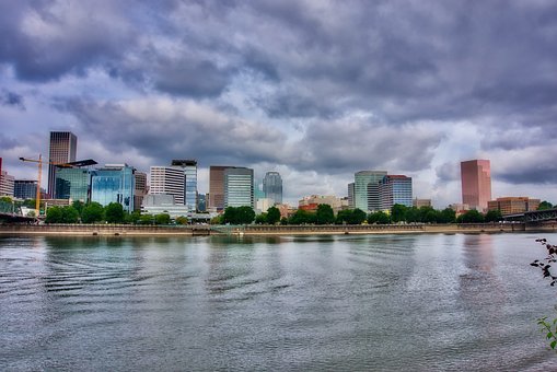 Portland, Skyline, Natuur, Stad, Oregon