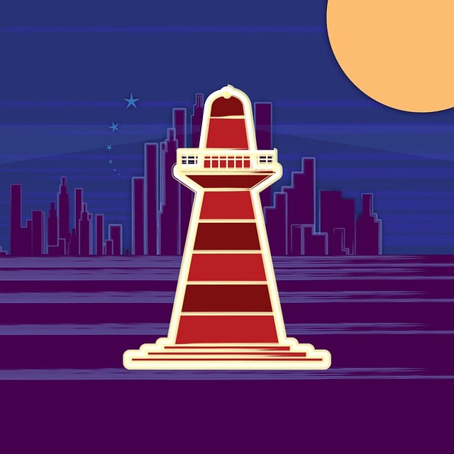 Free lighthouse beacon marine concept poster illustration
