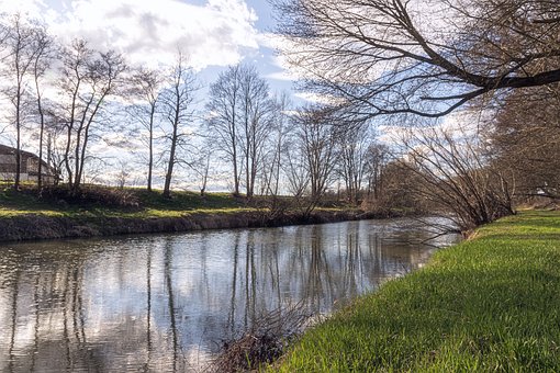 Flussufer, Natur, Draußen, Bäume