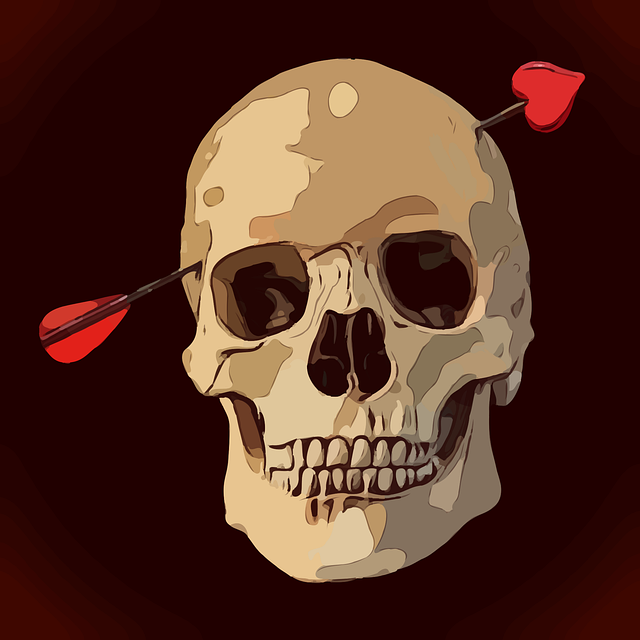 Free cupid skull heart vector