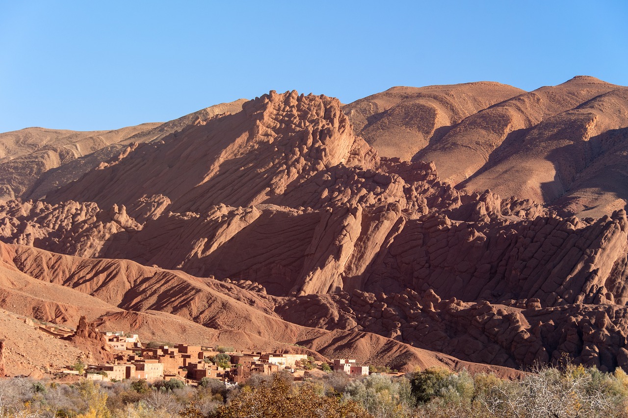 morocco, africa, dades, monkey paw mountains, monkey, finger, canyon, mountains, hills, landscape, nature, houses, town, tamellalt, morocco, morocco, dades, dades, dades, dades, dades, canyon