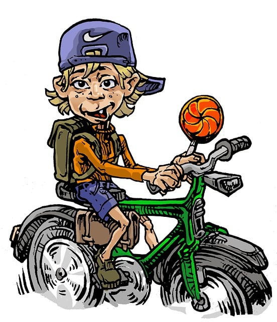 Free little boy bike illustration