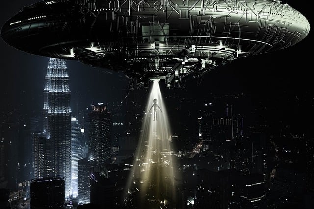 Free fantasy ufo city illustration