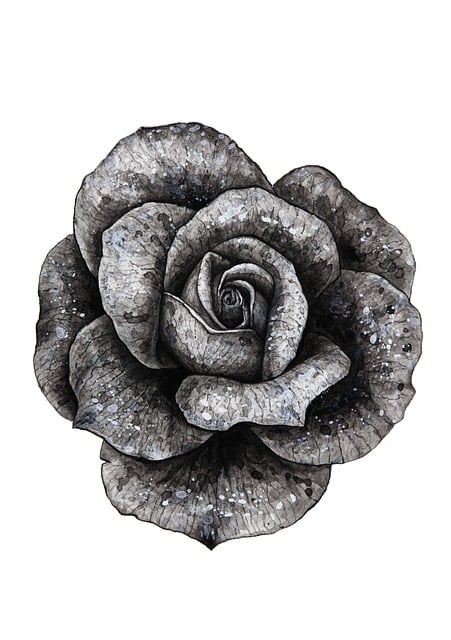 Free black and white rose decoration illustration