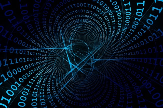 Download free HD stock image of Binary Particles Free binary particles blue illustration