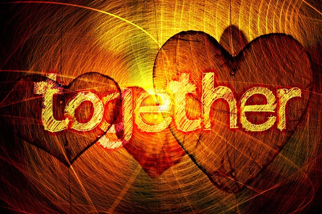 Free hearts together cohesion illustration