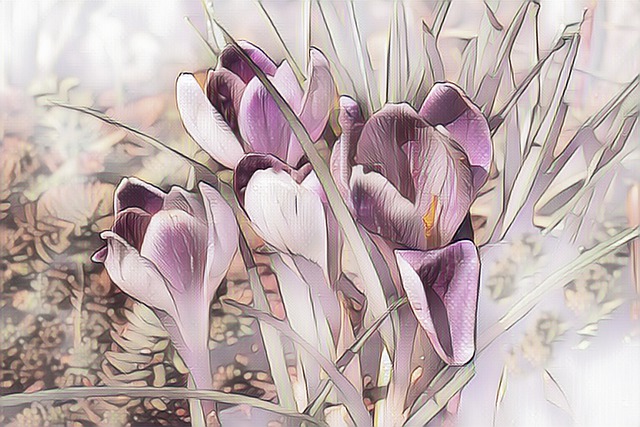Krokus, Digital Maleri, Vild, Forår