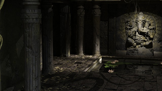 Free ancient temple ganesha illustration