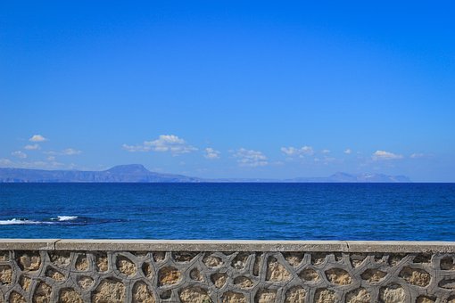Meer, Mauer, Horizont, Urlaub