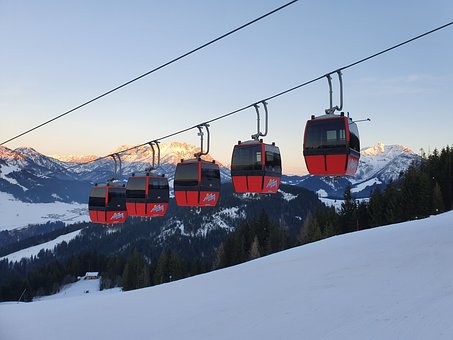 Rote, Gondeln, Fiberbrunn, Skigebiet