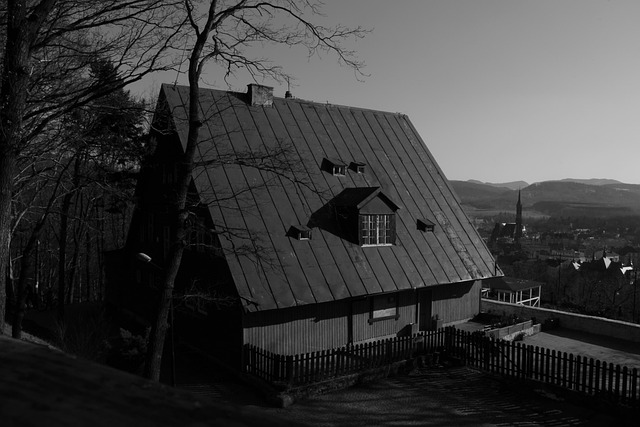 Negro, Blanco, Casa, Edificio, Polonia