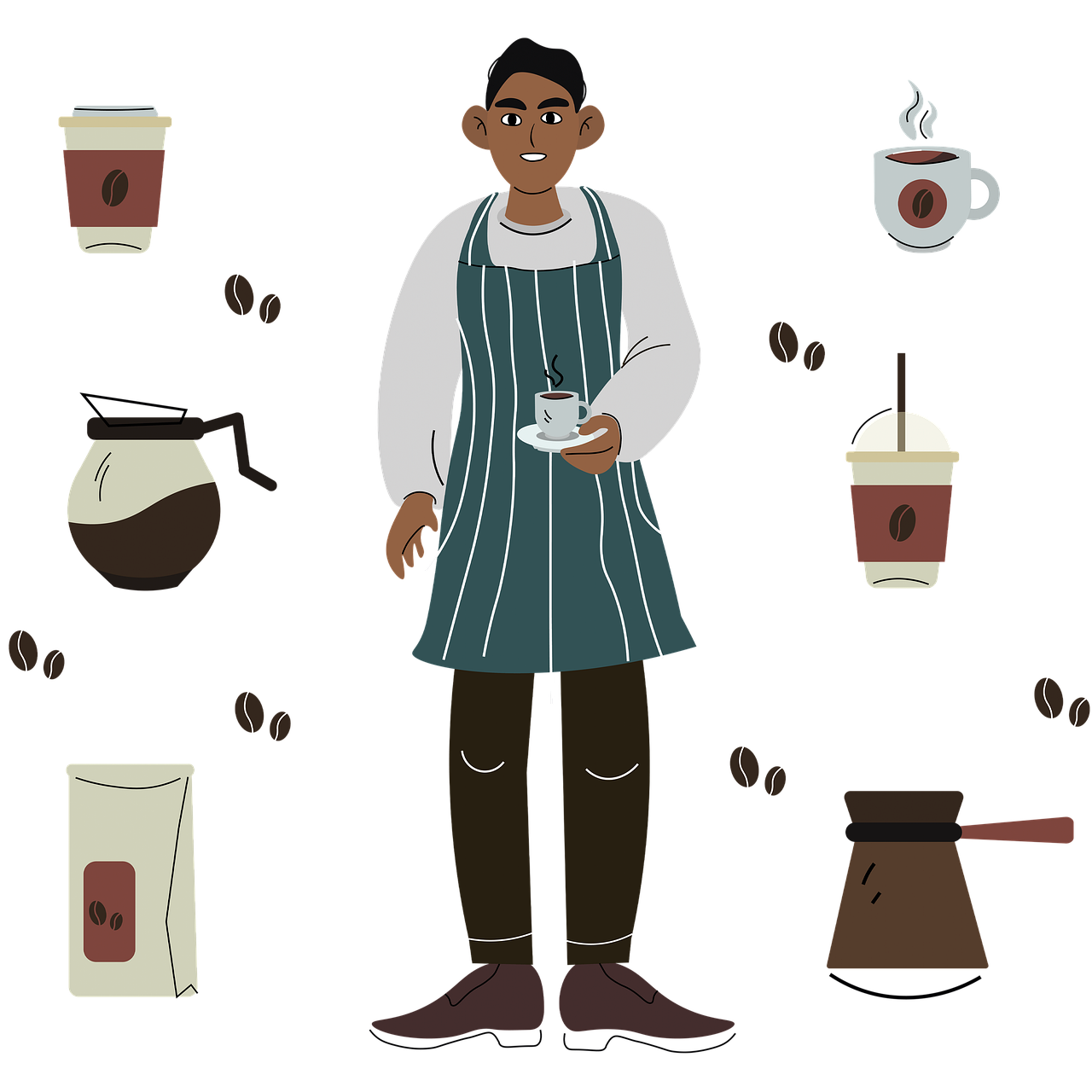 Download free HD stock image of Coffee Set Of Coffee Elements Free coffee set of coffee elements cup illustration