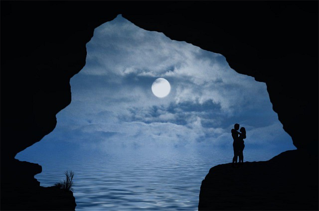 Free cave silhouette couple illustration