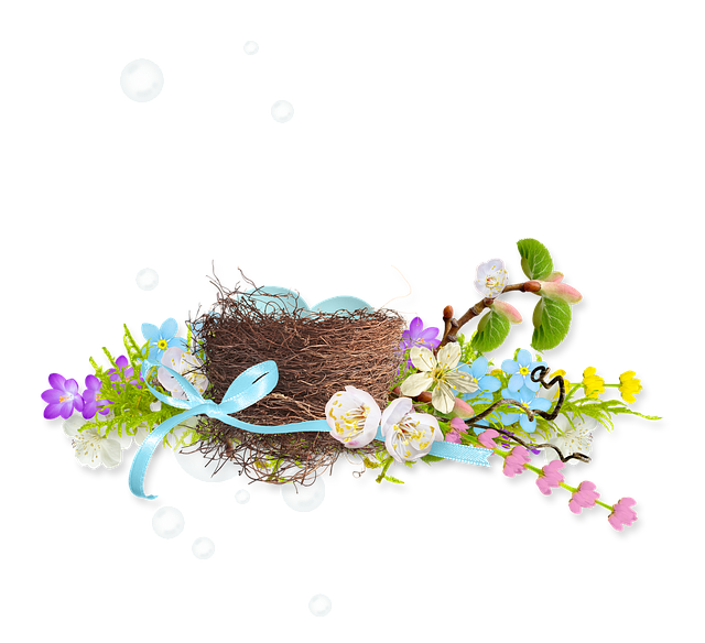 Free spring flowers nest illustration
