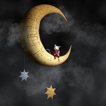Rato, Lua, Estrelas, Noite