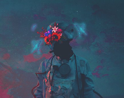 Astronaut, Galaxie, Tapet, Fluture