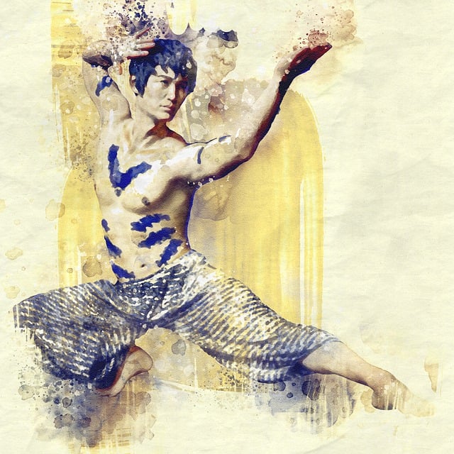 Free asian martial arts body painting illustration