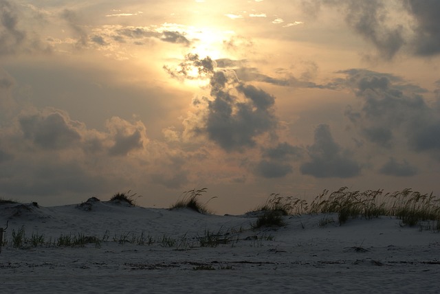 Sonnenuntergang, Ozean, Strand, Sand