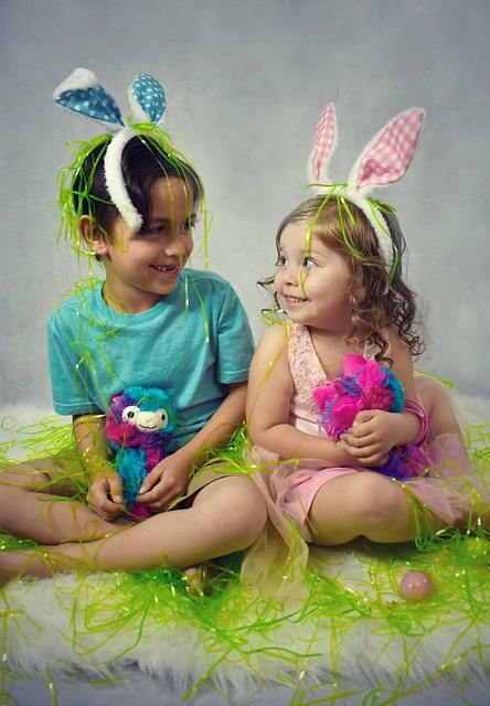 Kinder, Ostern, Hase, Feder, Niedlich
