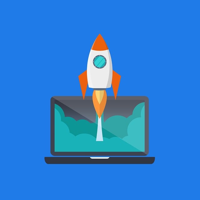 Free space startup laptop illustration