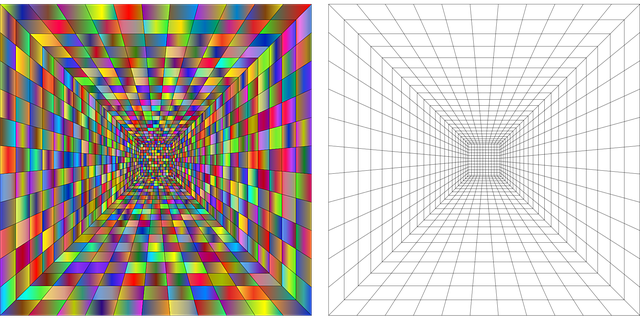 Free perspective 3d grid vector