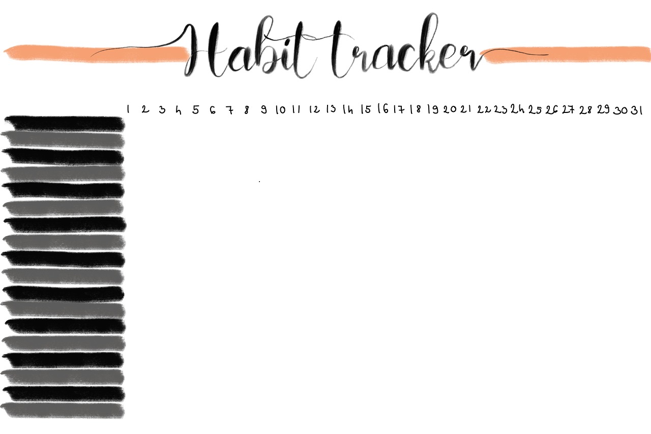 Pagina di bullet journal con tracker abitudini e segni colorati