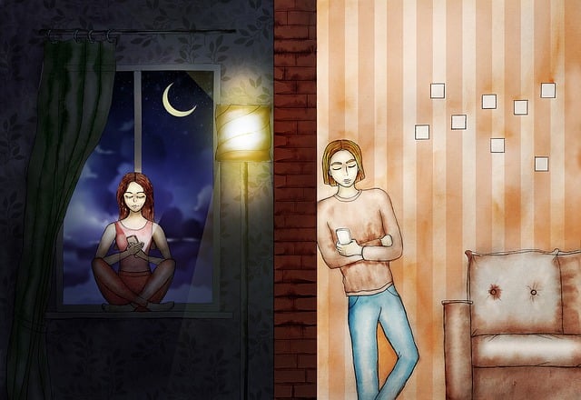 Free lovers pair correspondence illustration