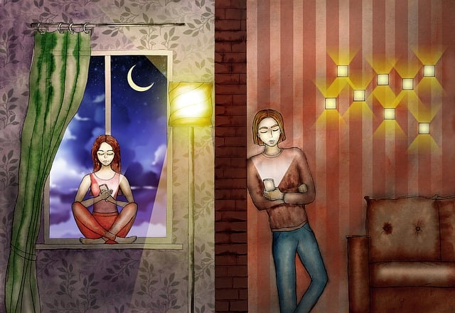 Free lovers pair correspondence illustration