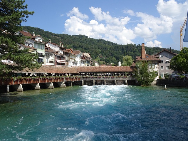 Bro, Vand, Aare, Schweiz, Gøre, Træbro