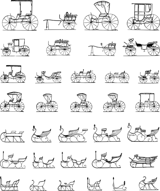 Free stagecoach carriage line art vector