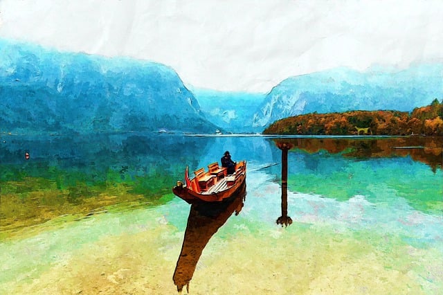 Free obertraun boat man illustration
