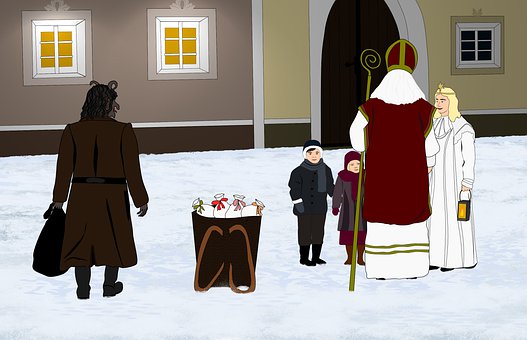 Børn, Vinter, St Nicholas, Gave, Djævel