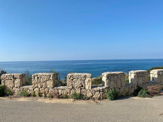 Meer, Blau, Himmel, Steinwand, Horizont