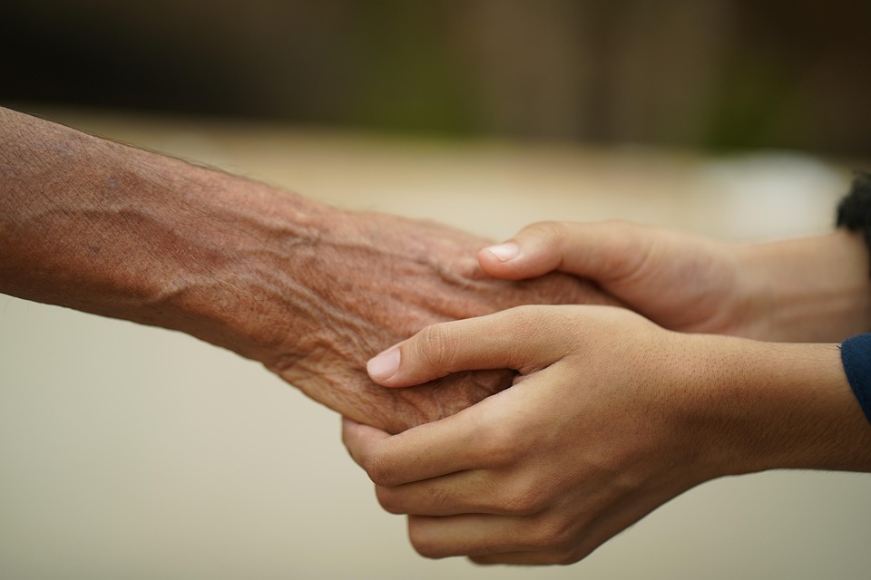 Hands, Holding, Old, Yeng, Care, Background