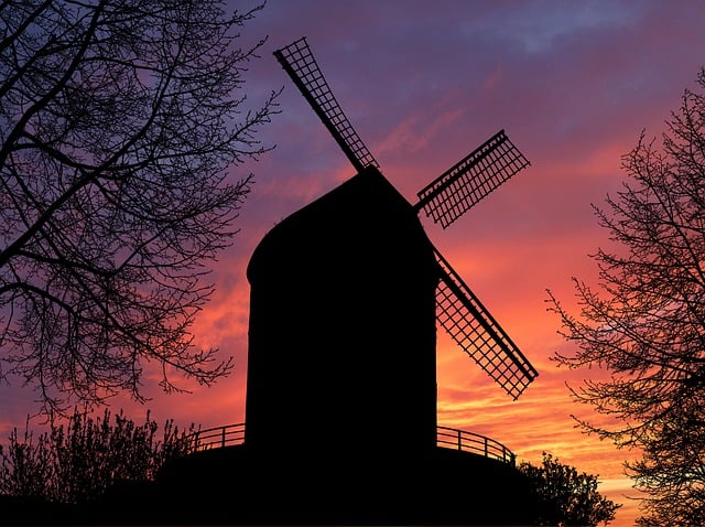Download free HD stock image of Windmill Sunset Free windmill sunset landscape illustration