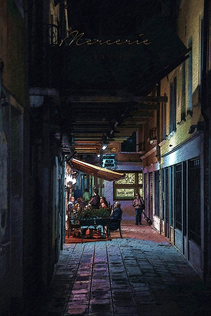 Free street alley restaurant illustration