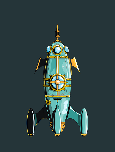 Free rocket steampunk science fiction vector