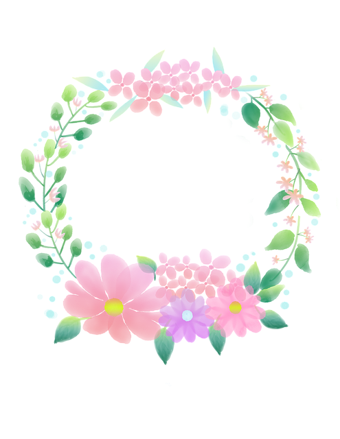 Blomster, Akvarel, Krans, Dekoration