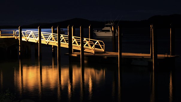 Jetty At Night, Light, Twilight