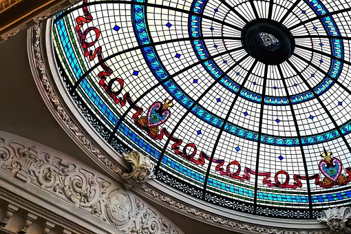 Ceiling, Dome, Glass, Stained Glass