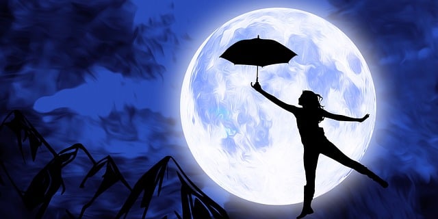 Free girl fun woman playing moon illustration