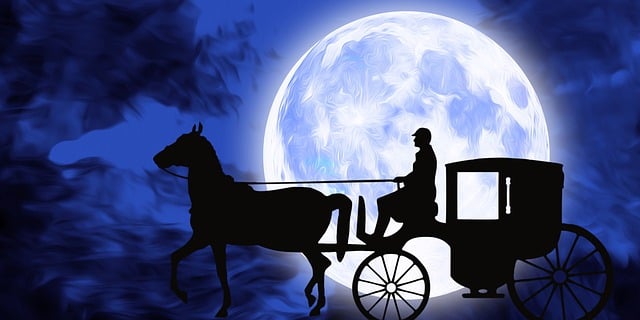 Free horse cart moon illustration