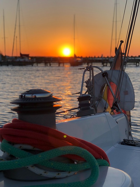 Solnedgang, Sejle, Skib, Hav, Ferie