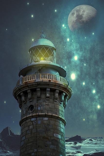 Fantasia, Natureza, Farol, Noite, Lua