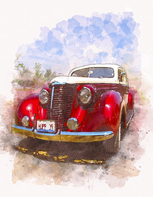 Free car red route 66 illustration