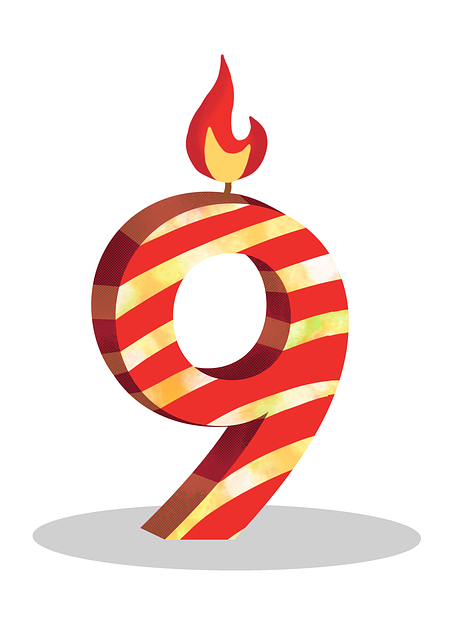 Free ninth birthday candle 9th birthday candle candles illustration