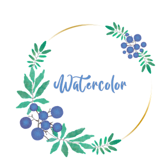 Waterverf, Handgetekende, Bessen, Blauw